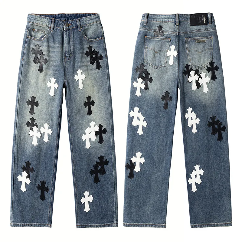 P280 💰 (Top version) Chrome Hearts & Chrome Hearts Loose and trendy jeans. Three-dimensional version. Loose and comfortable, not picky about your figure. Makes you look taller and slimmer. Factory-made. Original factory quality control. Same style for men and women. Can be matched with couples. Versatile recommendation. Must-have jeans for all seasons. Fashionistas have been disappointed. From the quality selection of fabrics, the tailoring of details, and the matching of patterns, they are all impeccable! The upper body is so handsome when worn...it can be easily worn by men, women and children! The craftsmanship is made of heavy-duty washed pure cotton denim fabric. After washing, it is soft and thick. It is very stylish when worn on the body. Size: 30-32-34-36 Color: blue 30 32 34 36 Waist circumference 80 85 90 95 Sitting circumference 105 110 115 140 Foot opening 46 47 48 49 External length 102 103 104 105